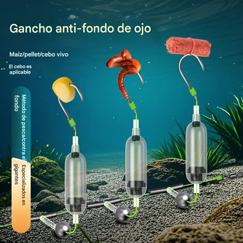 🎣【Juegos de 2】Juego de anzuelo anti-fondo, juego de línea de pesca anti-fondo