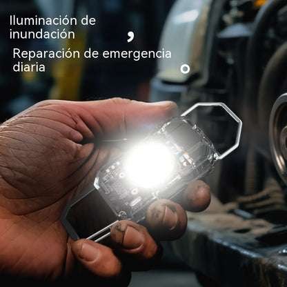 【Compra 1 y llévate 1 gratis】【2 pieza】Nueva minilinterna de llavero con seis modos ajustables y luz de advertencia.
