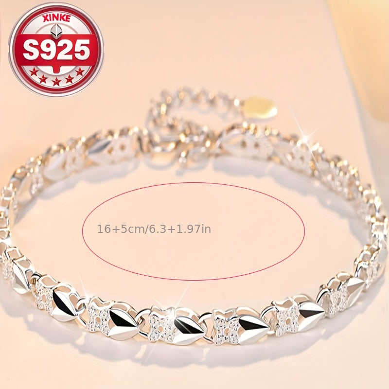 😀💖🍀Love New Fashion Pulsera de plata 925 con un trébol de cuatro hojas para mujer