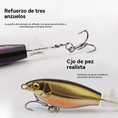 🐟🎣【6 piezas】Cebo de hélice de tractor biónico Minnow