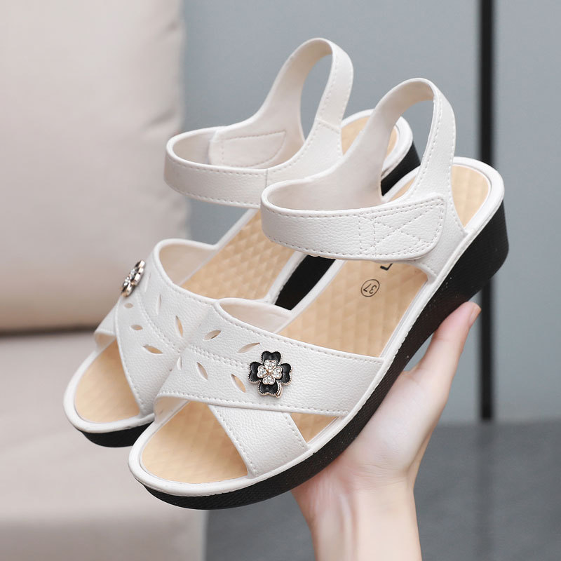 💞【36~49】Sandalias de cuña antideslizantes de piel auténtica.