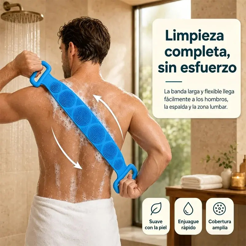🔥Compra 1 y llévate 1 gratis🔥🛁 Guante de Baño de Silicona de Doble Cara – Exfoliante Corporal Extra Largo para Limpiar Fácilmente la Espalda
