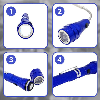 Dispositivo de recogida de 3 lámparas con fuerte atracción magnética, tubo de acero extraíble, linterna de trabajo LED multifuncional