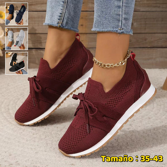 【35-43】Zapatillas ortopédicas tejidas y transpirables para mujer