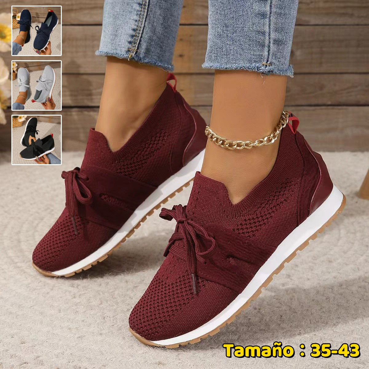 【35-43】Zapatillas ortopédicas tejidas y transpirables para mujer