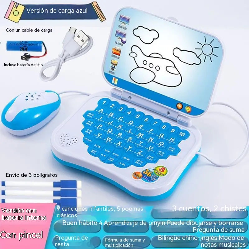 Máquina de aprendizaje educativo para niños con tablero de dibujo, cuaderno y herramientas de dibujo.