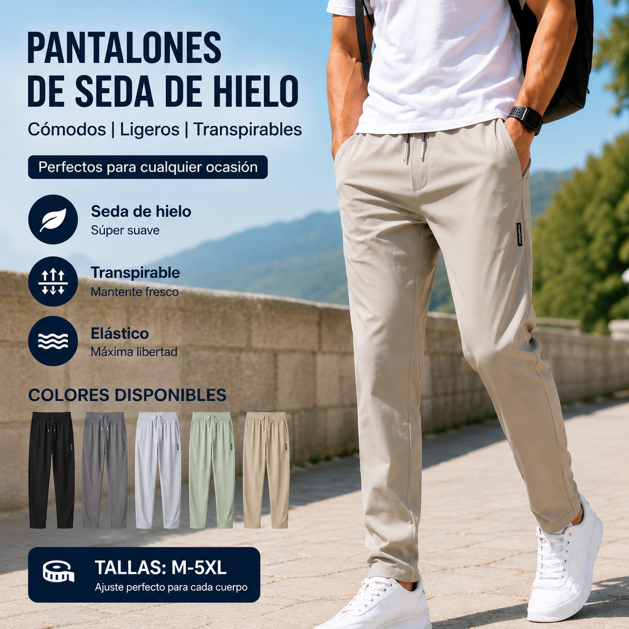 Juego de 2 piezas【M-5XL】2026 Nuevos pantalones elásticos casuales para hombre, cómodos y elegantes