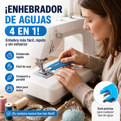 🧵✨Enhebrador 4 en 1🔥¡Enhebra en Segundos sin Esfuerzo! Con Lupa, Regla y Base Magnética