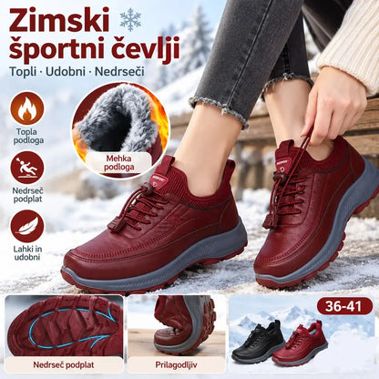 【35-41】Novi ženski jesensko/zimski športni copati za prosti čas, podloženi s flisom za toploto, z nedrsečim mehkim podplatom.