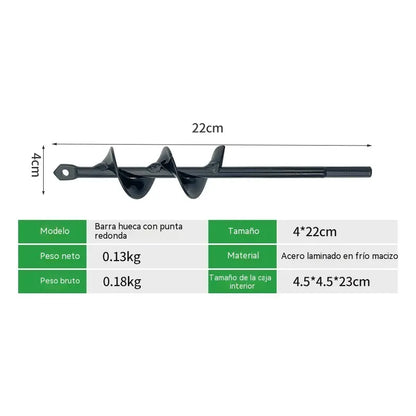 【22-45cm】Barrena de acero al carbono, utilizada para perforar tierra y hielo en árboles, plántulas y en horticultura.