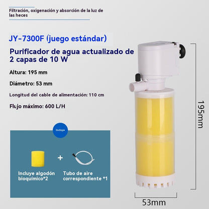 🐟Sistema de circulación de agua de acuario con filtro 3 en 1, funcionamiento silencioso.