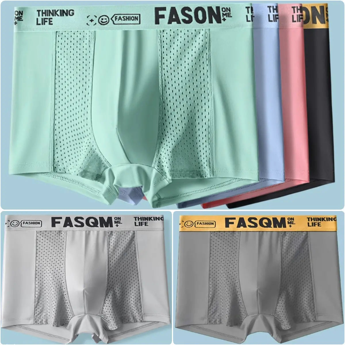 💥👍【Kúpte 3 kusy, získajte 3 zadarmo】【L-4XL】Pánske priedušné sieťované boxerky Ice Silk