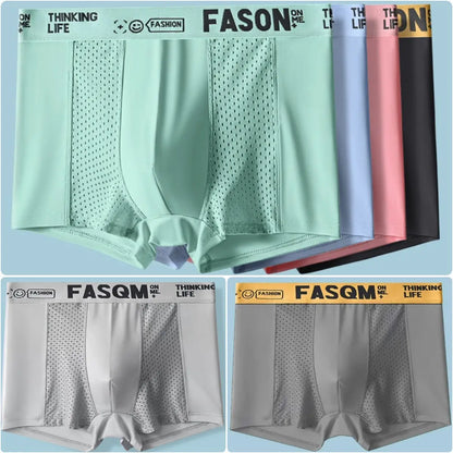 💥👍【Kúpte 3 kusy, získajte 3 zadarmo】【L-4XL】Pánske priedušné sieťované boxerky Ice Silk