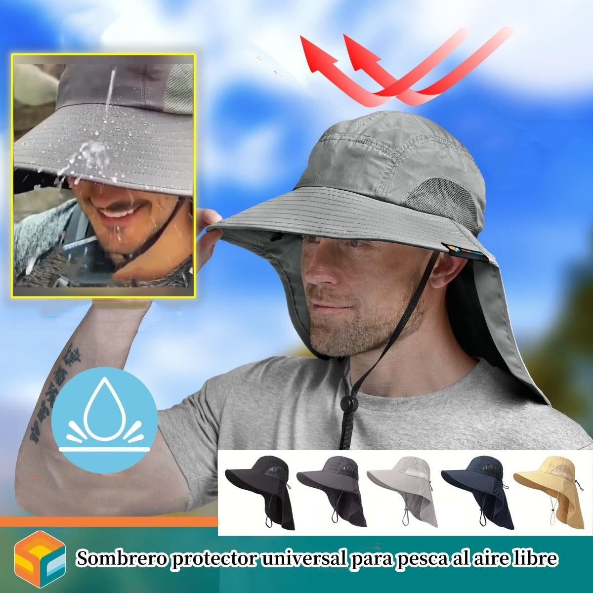 🔥【Compra 1 y llévate 1 gratis】 🔥Sombrero solar universal con protección UV para exteriores