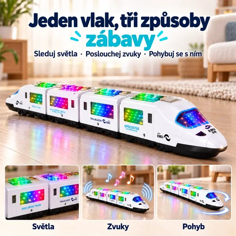 💡🚆Velké 4D autíčko s všesměrným pohybem, světly a hudbou