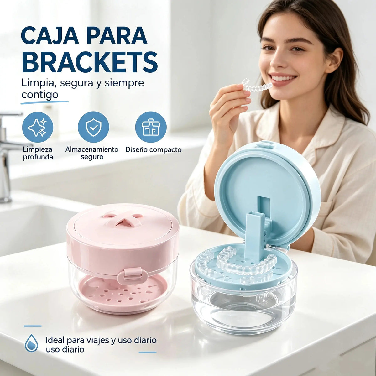🔥Novedad, ¡Producto estrella!❤️‍🔥 Caja multifuncional para guardar aparatos de ortodoncia Caja de limpieza para aparatos de ortodoncia