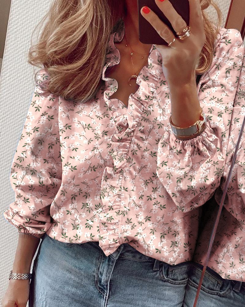 🌿✨ Blusa de mujer – Primavera/Verano, manga larga, diseño con volantes, elegante y ligera 📦