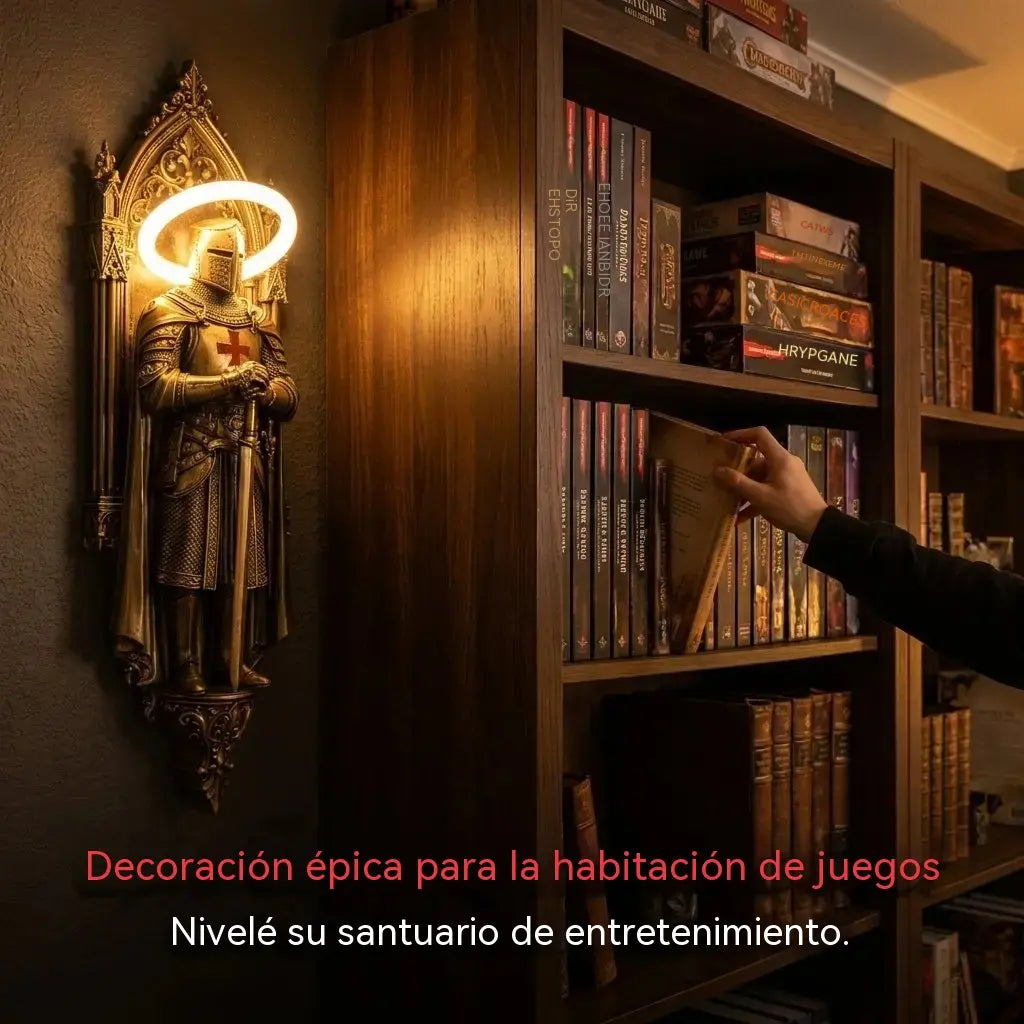 🛡️ Lámpara de pared de caballero y castillo medieval, lámpara acogedora de luz cálida ⚔️✨