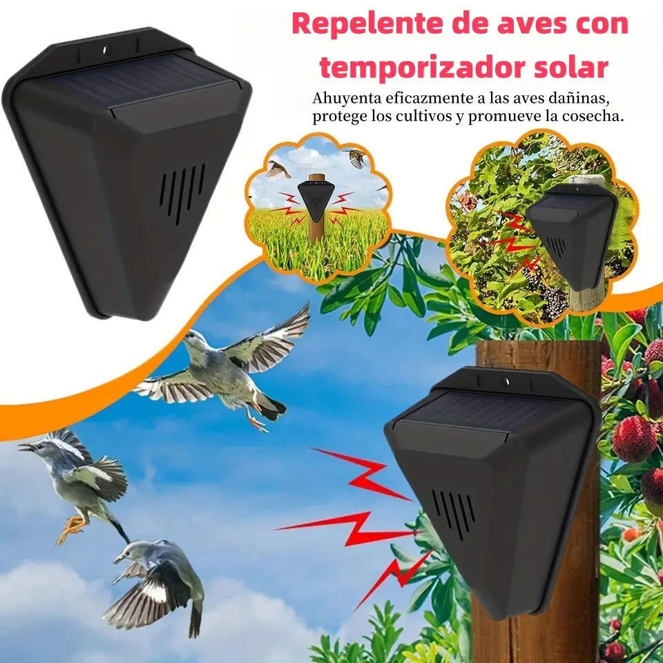 Dispositivo de alarma solar con sonido y luz para pájaros, ideal para huertos, estanques de peces, arrozales