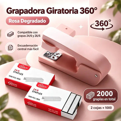 📎✨ Grapadora Giratoria de Gran Tamaño | Grapadora Ergonómica y Portátil para Oficina, Estudio y Encuadernación