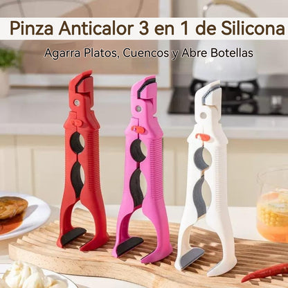 📢 ¡50% de descuento! 🔥✨ Pinzas de silicona 3 en 1 pinzas antiquemaduras pinzas para tazones antideslizantes pinzas de cocina