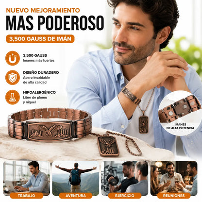 🔥【Pulsera + Collar】Pulsera magnética para hombre con diseño de águila