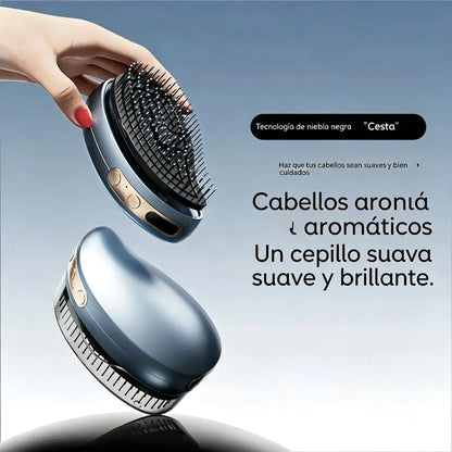 ¡Un cepillo para el cabello equipado con tecnología de última generación! Combina en un solo producto "estimulación del crecimiento del cabello con luz roja, acondicionamiento con aceites esenciales y peinado a baja temperatura".