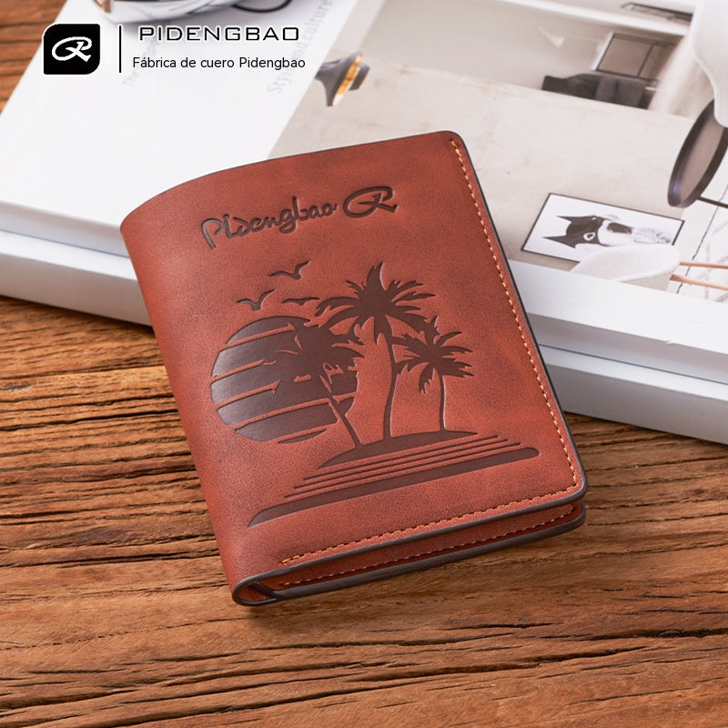 🎁🎁Nueva cartera informal para hombre, de piel repujada, elegante, vertical, delgada y con múltiples ranuras para tarjetas.