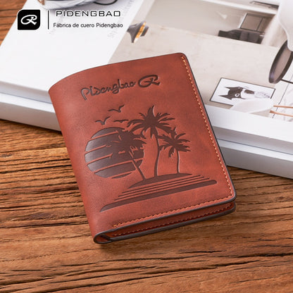 🎁🎁Nueva cartera informal para hombre, de piel repujada, elegante, vertical, delgada y con múltiples ranuras para tarjetas.