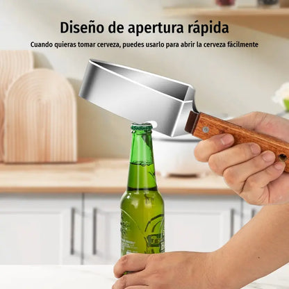 🔥2 unidades por 26 euros 🍉Cortador de sandía multifuncional de acero inoxidable — diseño triangular con función para abrir tapas de botellas✂️