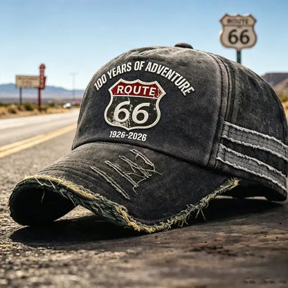 🧢🌟Gorra de béisbol retro ajustable de la Ruta 66, la elección perfecta para los entusiastas del ciclismo.