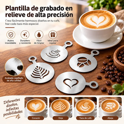 ✨6 kusů 520 Kč☕ Šablona na latte art z nerezové oceli 304