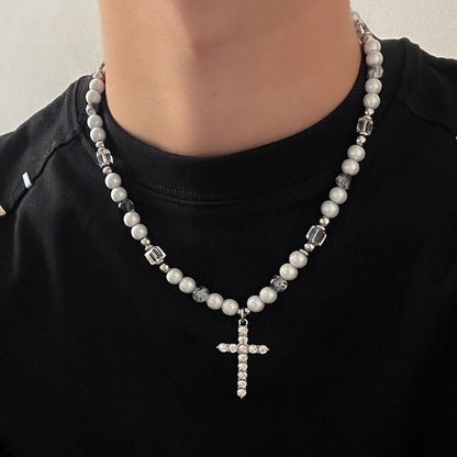 🔥🔥【Producto más vendido】Nuevo collar de cruz de perlas a la moda