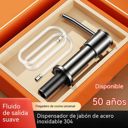 Dispensador de jabón de acero inoxidable, colgador para lavavajillas, dispensador con botón pulsador.