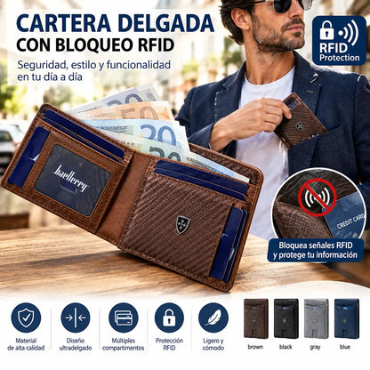Cartera delgada para hombre con bloqueo RFID