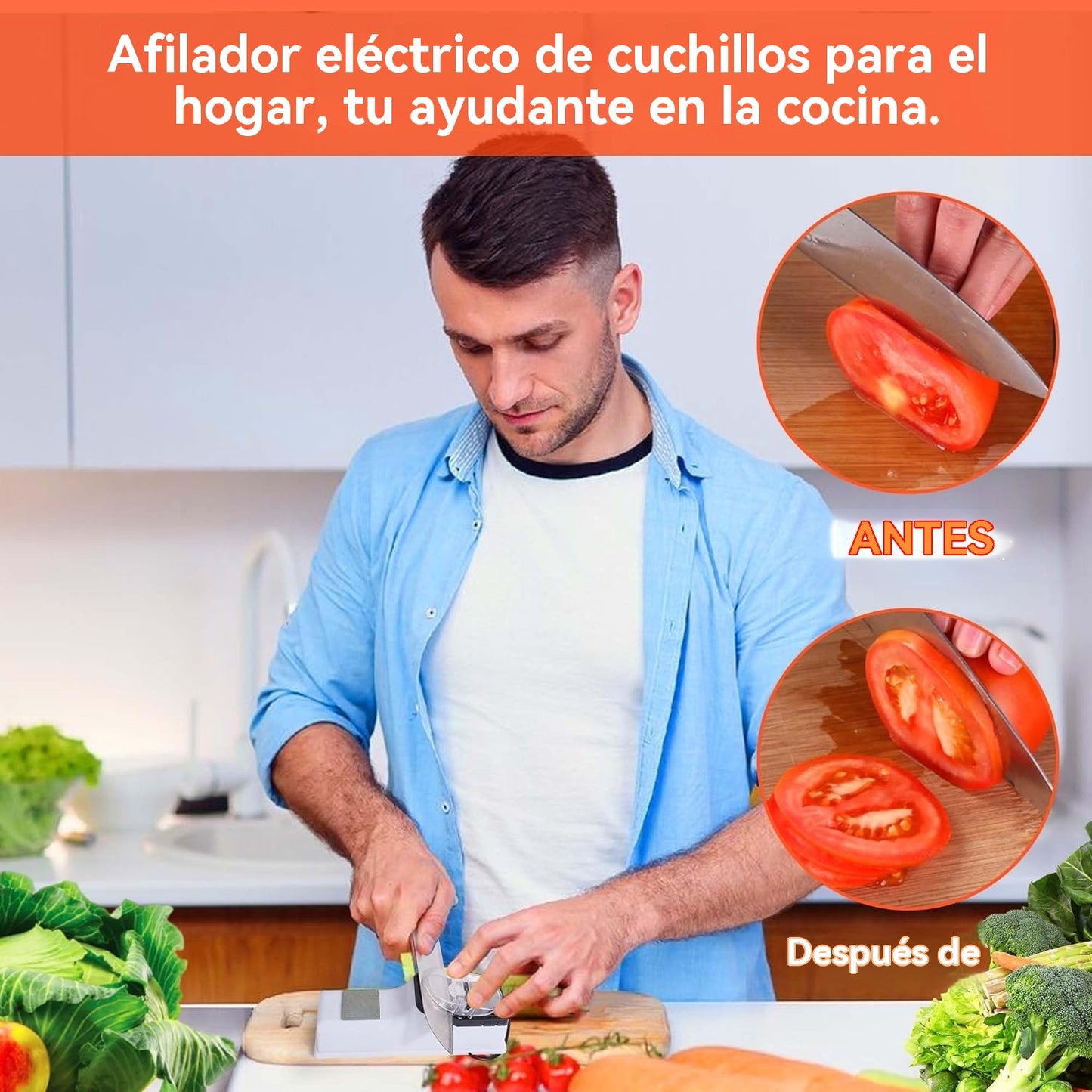 50%OFF🔥【1 afilador + 3 discos de afilado】Afilador de cuchillos eléctrico mejorado