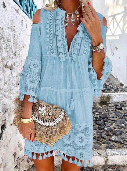👗Vestido holgado de algodón y lino bordado para mujer🌸