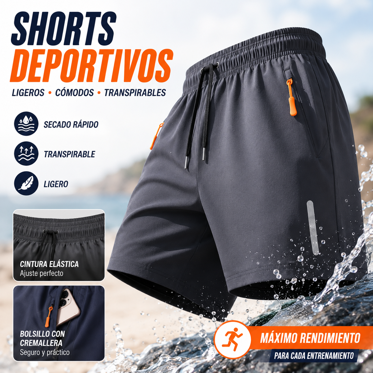 👖😎【Juego de 3 piezas】【M-8XL】Shorts elásticos de secado rápido para hombre