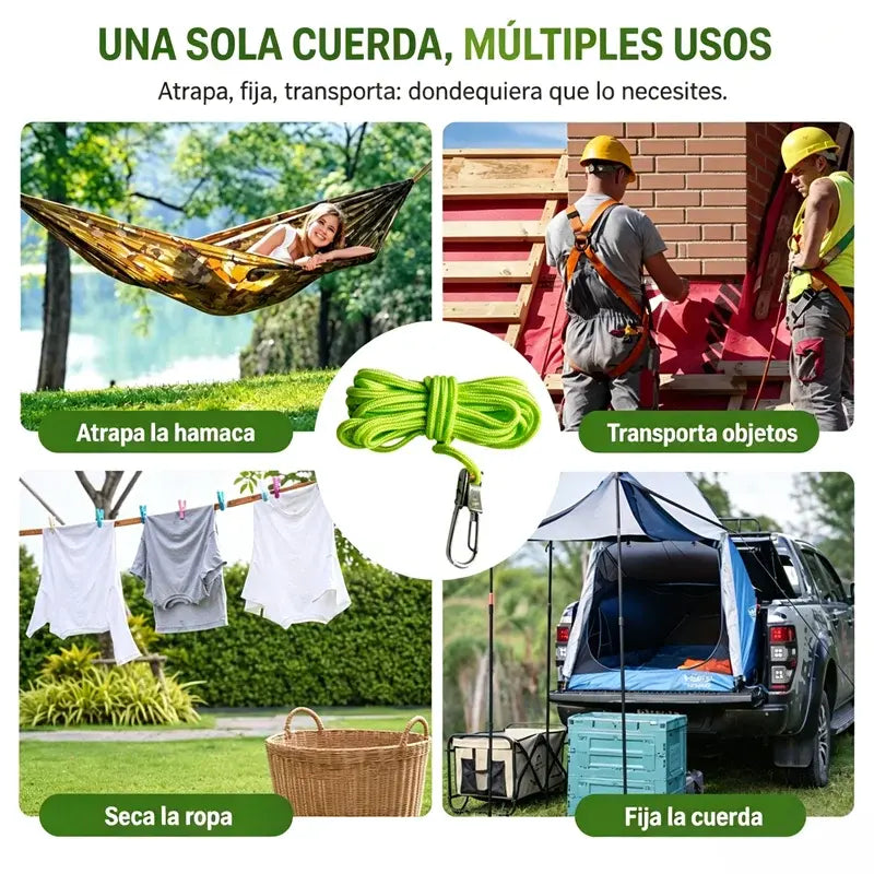 🔧🏕️ Tensor de Cuerda sin Nudos con Polea | Ajuste Rápido para Tiendas, Toldos y Equipamiento Exterior