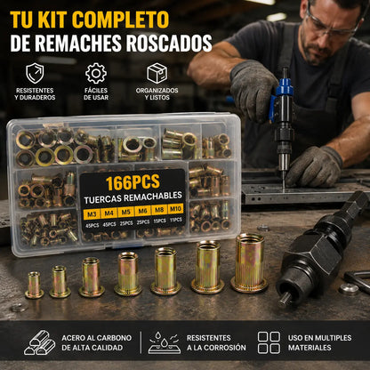 【166 piezas 26 euros】 Tuerca de acero inoxidable, tuercas moleteadas de cabeza plana