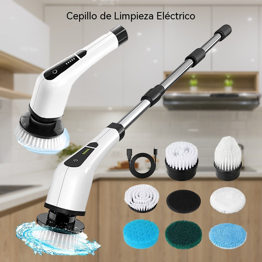⚡ Cepillo de limpieza eléctrico giratorio | 7 cabezales · 300 RPM · Resistente al agua IPX5 · Batería de larga duración de 2500 mAh · Facilita las tareas del hogar