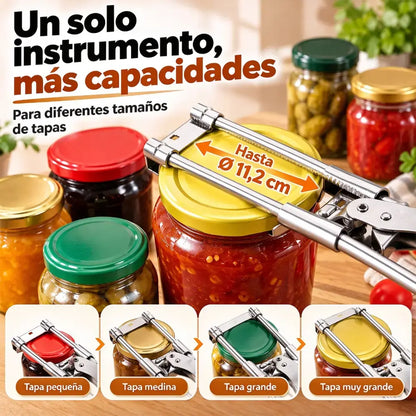 🔥Compra 1 y llévate 1 gratis🔥🍽 Abretarros y abretapas ajustable de boca ancha — Abridor multifuncional de acero inoxidable