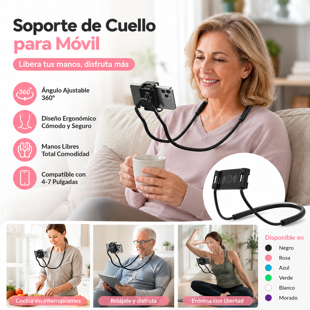【50%OFF】Soporte universal multifuncional para colgar en el cuello para teléfono móvil.
