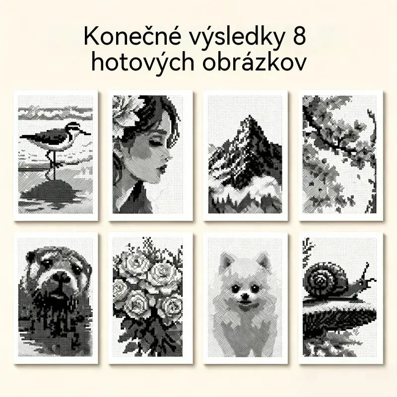 🎨🔢 Vyfarbovačka podľa čísel – 100 monochromatických záhad vo vysokom rozlíšení 🖤📘