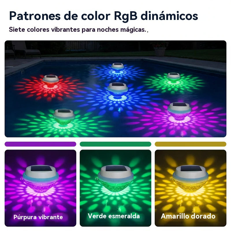 Luz flotante LED solar para piscinas