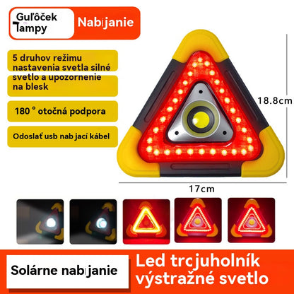 Luz de advertencia triangular solar de emergencia tres en uno