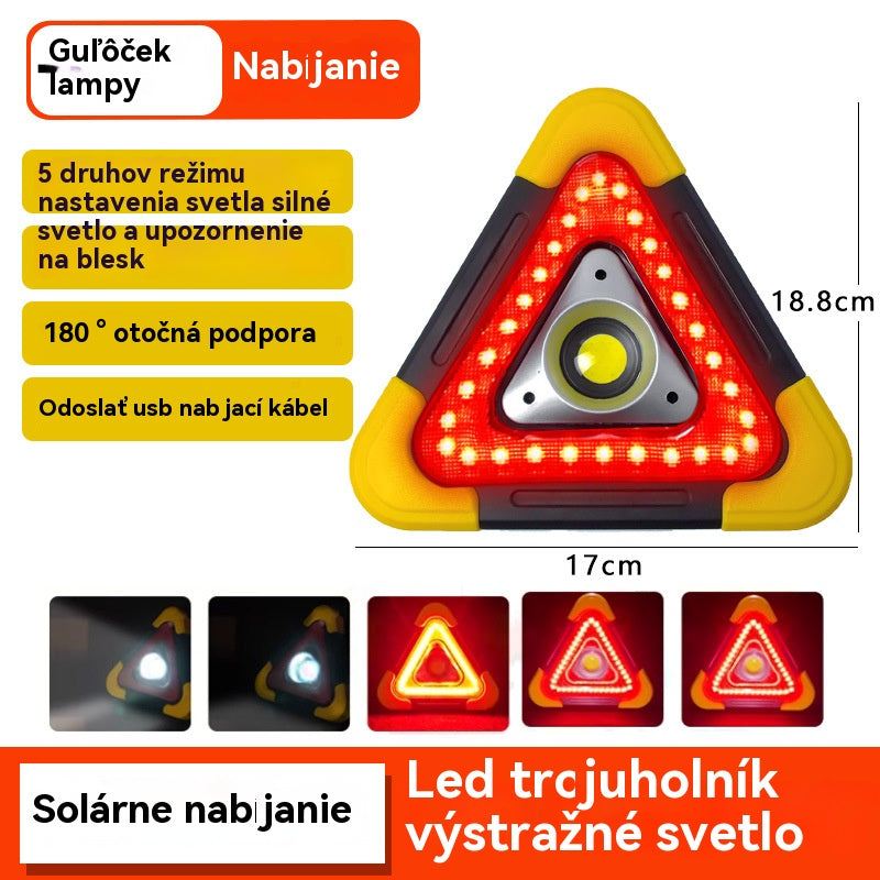 Luz de advertencia triangular solar de emergencia tres en uno