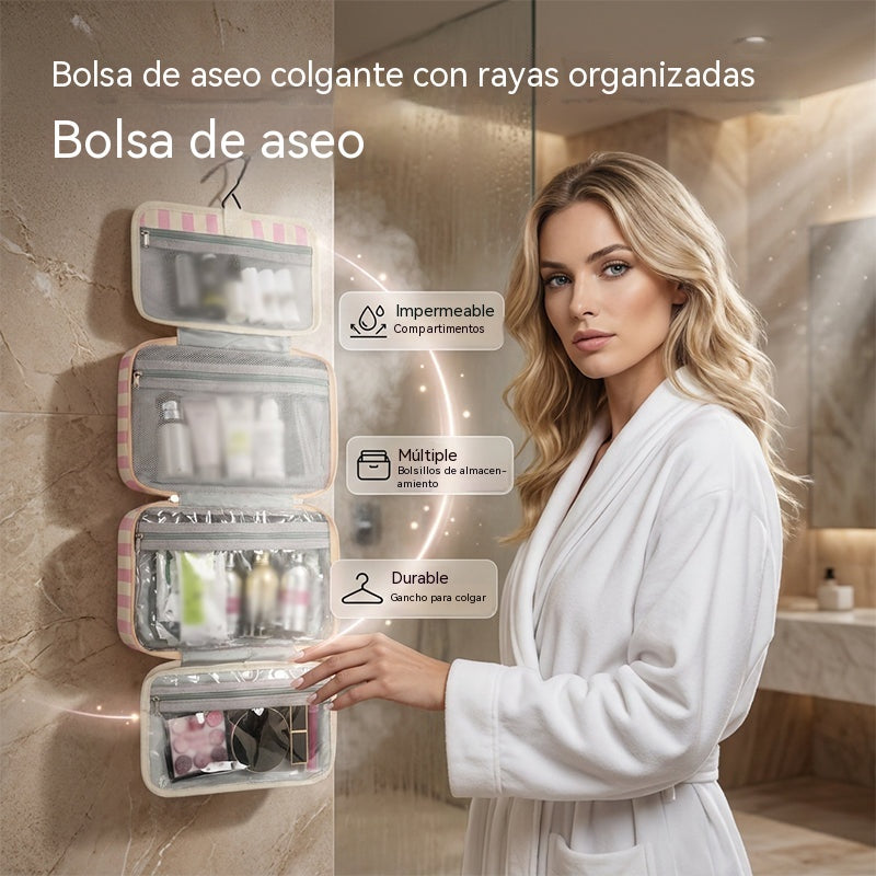 Neceser colgante | 4 compartimentos con gancho para viajes