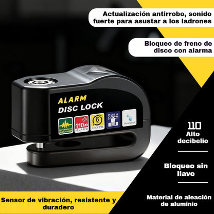 🔒 🚨 Candado de freno de disco resistente al agua con sistema de alarma de 110 dB – Candado de seguridad antirrobo para motocicleta 🏍️
