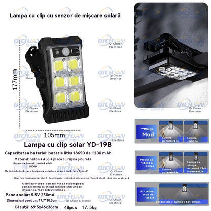 💥Luz solar con sensor de cuerpo humano y clip, resistente al agua💥
